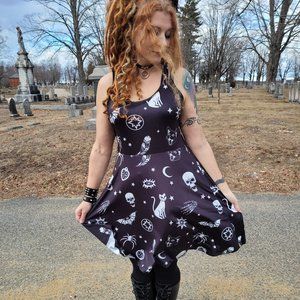 Goth dress Cat Bat Skull dress size L/XL